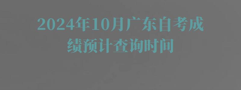2024年10月广东自考成绩预计查询时间
