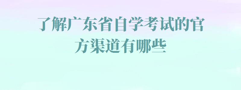 了解广东省自学考试的官方渠道有哪些